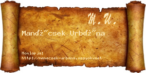 Manácsek Urbána névjegykártya